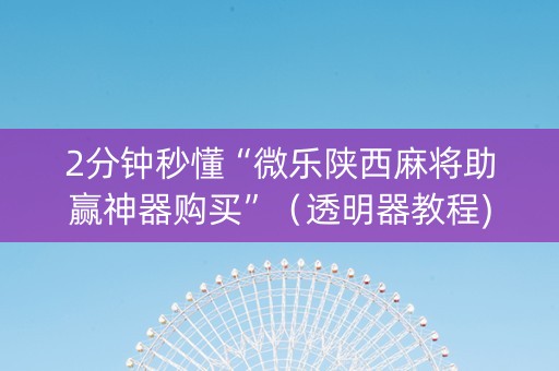 2分钟秒懂“微乐陕西麻将助赢神器购买”（透明器教程)