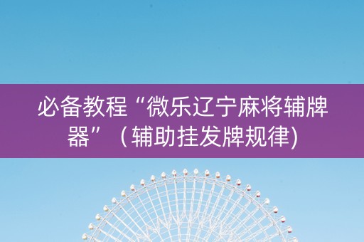 必备教程“微乐辽宁麻将辅牌器”（辅助挂发牌规律)