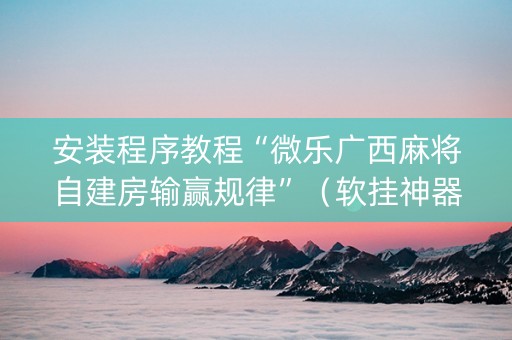 安装程序教程“微乐广西麻将自建房输赢规律”（软挂神器)