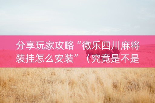 分享玩家攻略“微乐四川麻将装挂怎么安装”（究竟是不是有挂)
