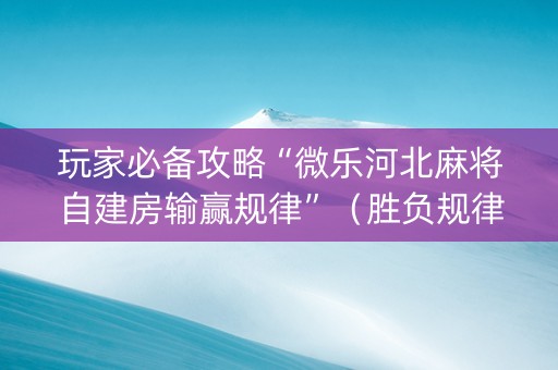 玩家必备攻略“微乐河北麻将自建房输赢规律”（胜负规律拿好牌)