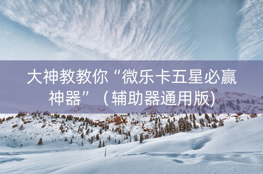 大神教教你“微乐卡五星必赢神器”（辅助器通用版)