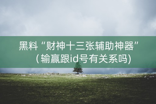 黑料“财神十三张辅助神器”（输赢跟id号有关系吗)