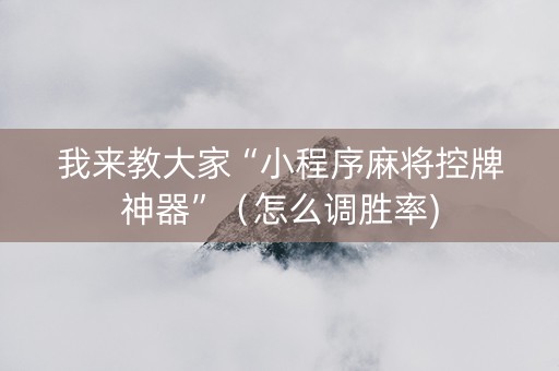 我来教大家“小程序麻将控牌神器”（怎么调胜率)