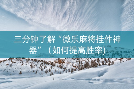 三分钟了解“微乐麻将挂件神器”（如何提高胜率)