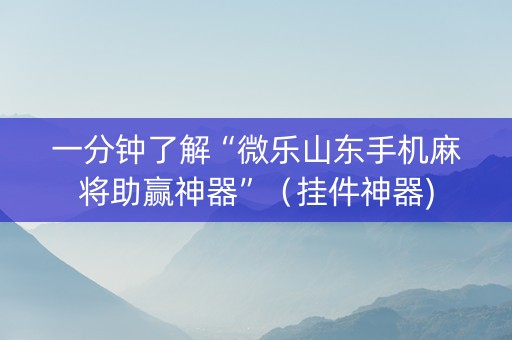 一分钟了解“微乐山东手机麻将助赢神器”（挂件神器)