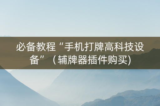 必备教程“手机打牌高科技设备”（辅牌器插件购买)