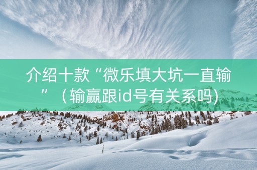 介绍十款“微乐填大坑一直输”（输赢跟id号有关系吗)