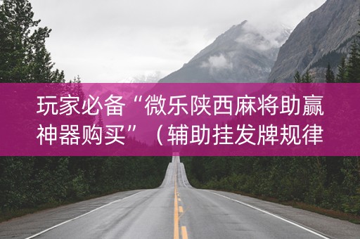 玩家必备“微乐陕西麻将助赢神器购买”（辅助挂发牌规律)