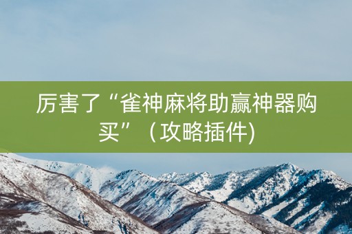 厉害了“雀神麻将助赢神器购买”（攻略插件)