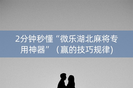 2分钟秒懂“微乐湖北麻将专用神器”（赢的技巧规律)