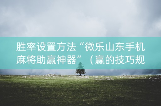 胜率设置方法“微乐山东手机麻将助赢神器”（赢的技巧规律)