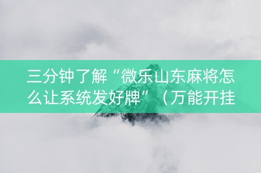 三分钟了解“微乐山东麻将怎么让系统发好牌”（万能开挂器)