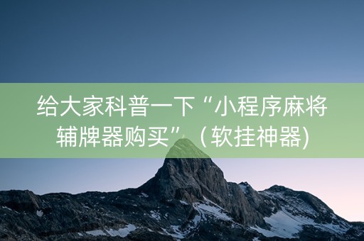 给大家科普一下“小程序麻将辅牌器购买”（软挂神器)
