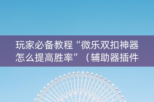玩家必备教程“微乐双扣神器怎么提高胜率”（辅助器插件)