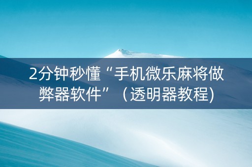 2分钟秒懂“手机微乐麻将做弊器软件”（透明器教程)
