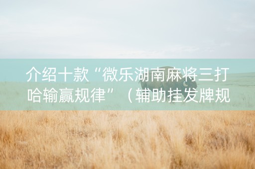 介绍十款“微乐湖南麻将三打哈输赢规律”（辅助挂发牌规律)