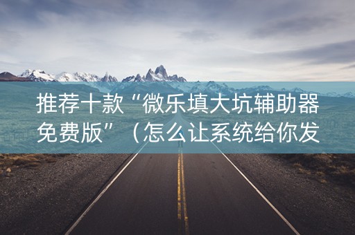 推荐十款“微乐填大坑辅助器免费版”（怎么让系统给你发好牌)