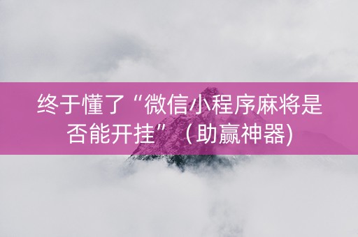 终于懂了“微信小程序麻将是否能开挂”（助赢神器)