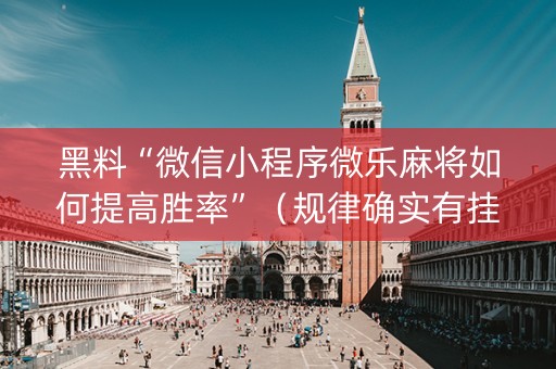 黑料“微信小程序微乐麻将如何提高胜率”（规律确实有挂)