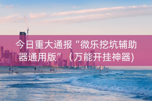 今日重大通报“微乐挖坑辅助器通用版”（万能开挂神器)