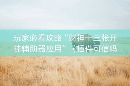 玩家必看攻略“财神十三张开挂辅助器应用”（插件可信吗)