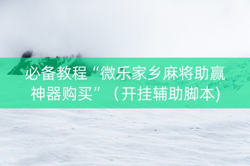 必备教程“微乐家乡麻将助赢神器购买”（开挂辅助脚本)