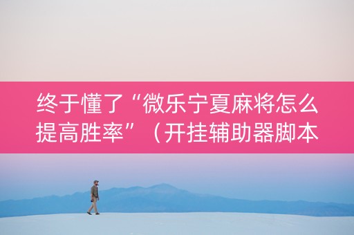 终于懂了“微乐宁夏麻将怎么提高胜率”（开挂辅助器脚本)