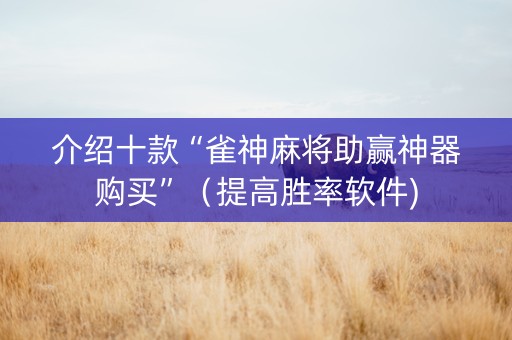 介绍十款“雀神麻将助赢神器购买”（提高胜率软件)