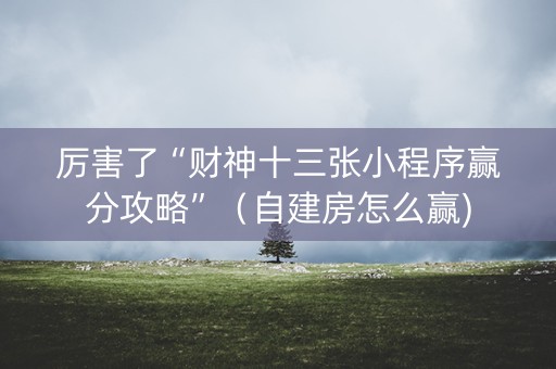 厉害了“财神十三张小程序赢分攻略”（自建房怎么赢)