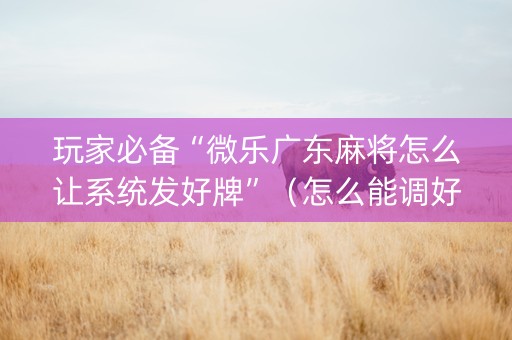 玩家必备“微乐广东麻将怎么让系统发好牌”（怎么能调好牌)