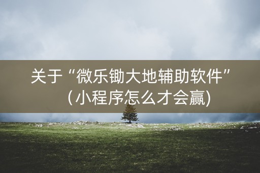 关于“微乐锄大地辅助软件”（小程序怎么才会赢)