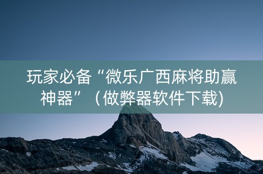 玩家必备“微乐广西麻将助赢神器”（做弊器软件下载)