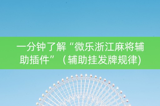 一分钟了解“微乐浙江麻将辅助插件”（辅助挂发牌规律)
