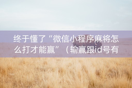 终于懂了“微信小程序麻将怎么打才能赢”（输赢跟id号有关系吗)