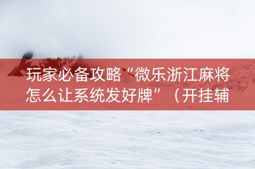 玩家必备攻略“微乐浙江麻将怎么让系统发好牌”（开挂辅助器插件)