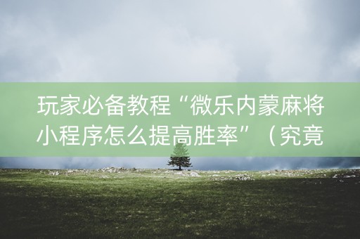 玩家必备教程“微乐内蒙麻将小程序怎么提高胜率”（究竟是不是有挂)