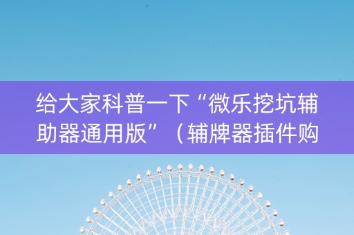 给大家科普一下“微乐挖坑辅助器通用版”（辅牌器插件购买)
