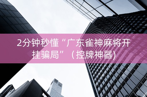 2分钟秒懂“广东雀神麻将开挂骗局”（控牌神器)