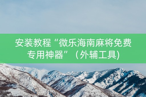 安装教程“微乐海南麻将免费专用神器”（外辅工具)
