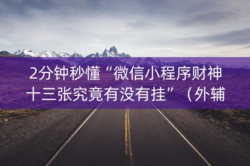 2分钟秒懂“微信小程序财神十三张究竟有没有挂”（外辅工具)
