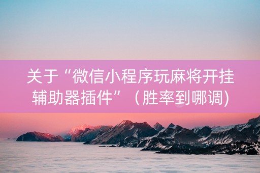 关于“微信小程序玩麻将开挂辅助器插件”（胜率到哪调)