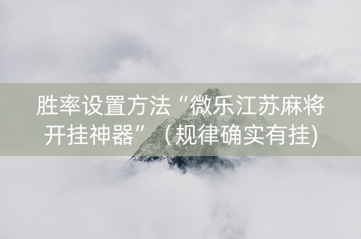 胜率设置方法“微乐江苏麻将开挂神器”（规律确实有挂)