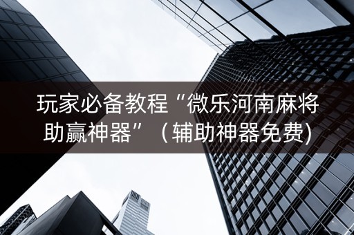 玩家必备教程“微乐河南麻将助赢神器”（辅助神器免费)