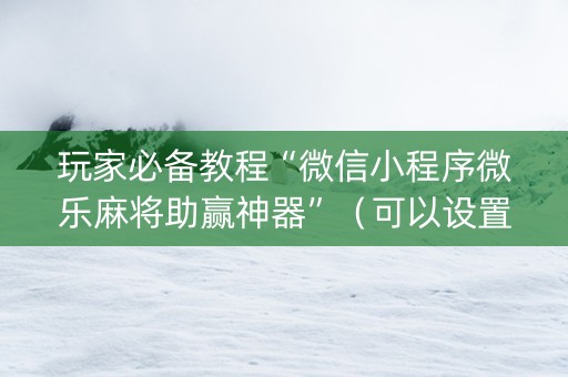 玩家必备教程“微信小程序微乐麻将助赢神器”（可以设置输赢吗)
