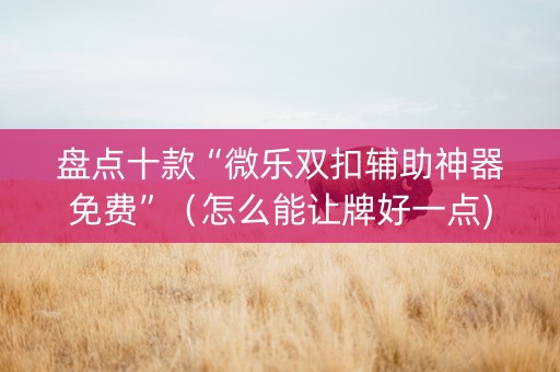 盘点十款“微乐双扣辅助神器免费”（怎么能让牌好一点)