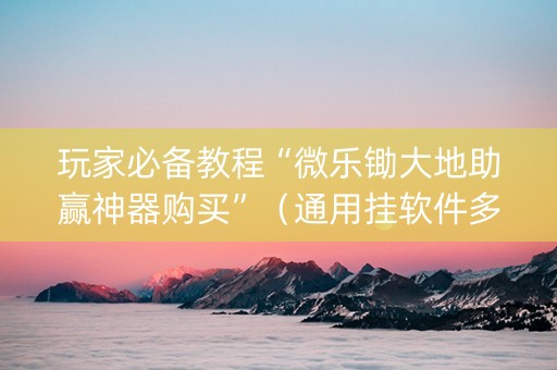 玩家必备教程“微乐锄大地助赢神器购买”（通用挂软件多少钱)