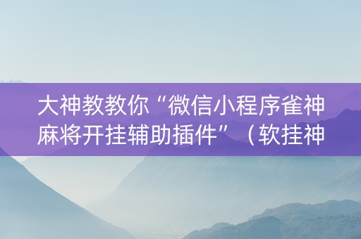 大神教教你“微信小程序雀神麻将开挂辅助插件”（软挂神器)