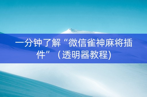 一分钟了解“微信雀神麻将插件”（透明器教程)