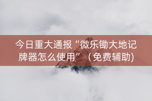 今日重大通报“微乐锄大地记牌器怎么使用”（免费辅助)